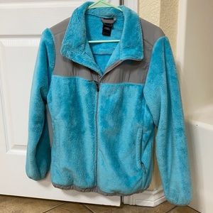 Girls The North Face Light Blue fleece fur jacket